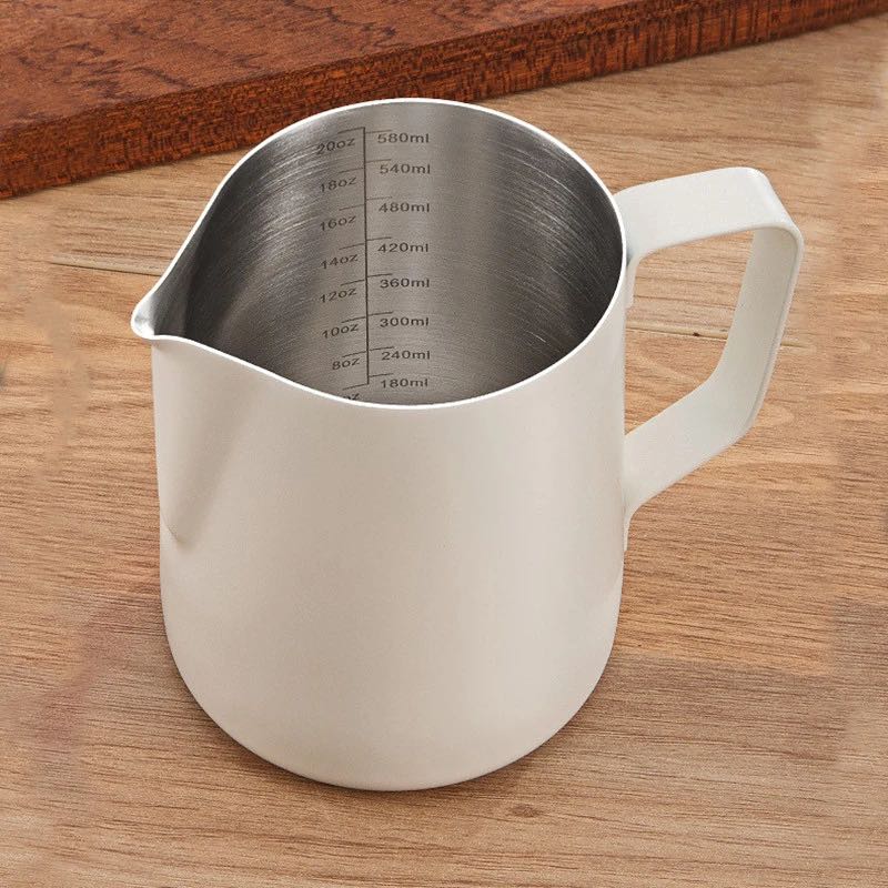 White Stainless Steel Milk Pitcher - 350ml & 600ml - Image 4