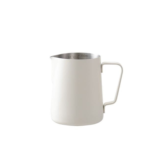 White Stainless Steel Milk Pitcher - 350ml & 600ml - Image 1