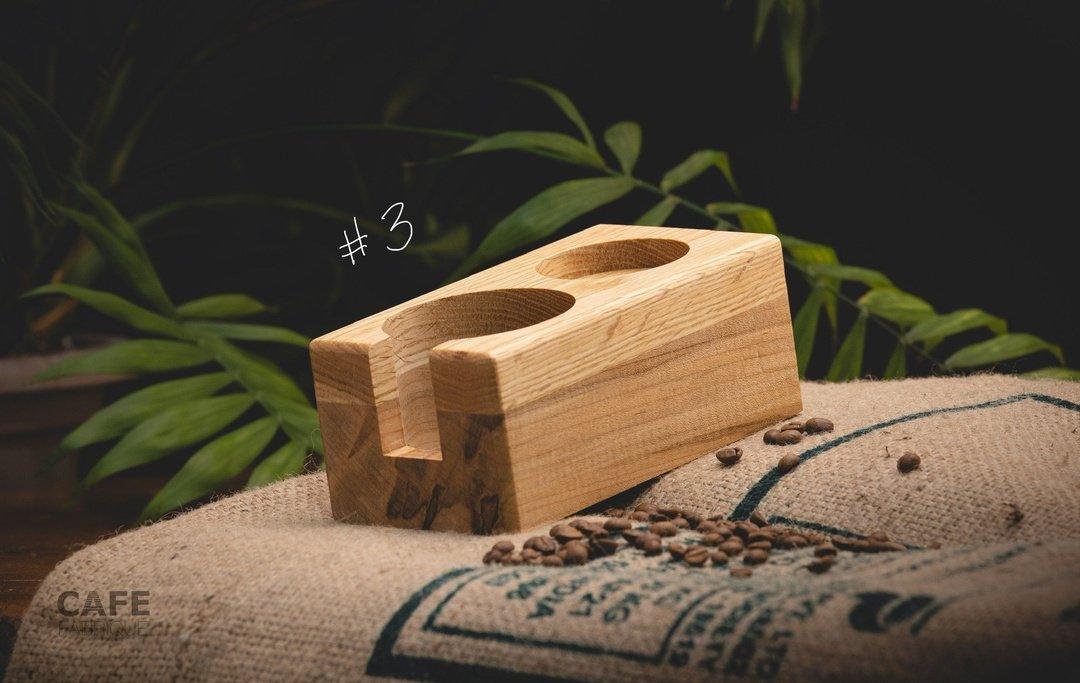 Station pour tasseur à café en bois faite à la main | Porte-filtre de 58 mm - Image 3